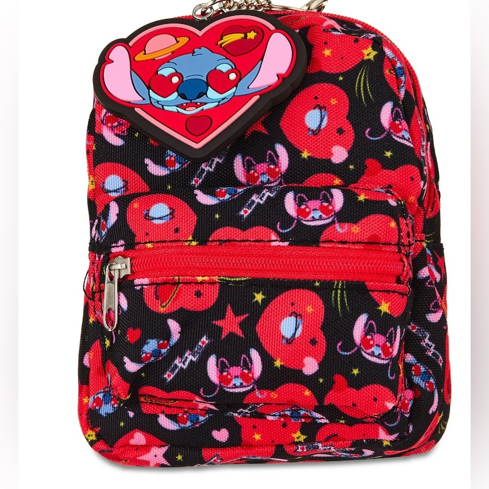 Disney Stitch Valentine Mini Backpack Keychain NWT‎ Lilo & Stitch Heart Charm